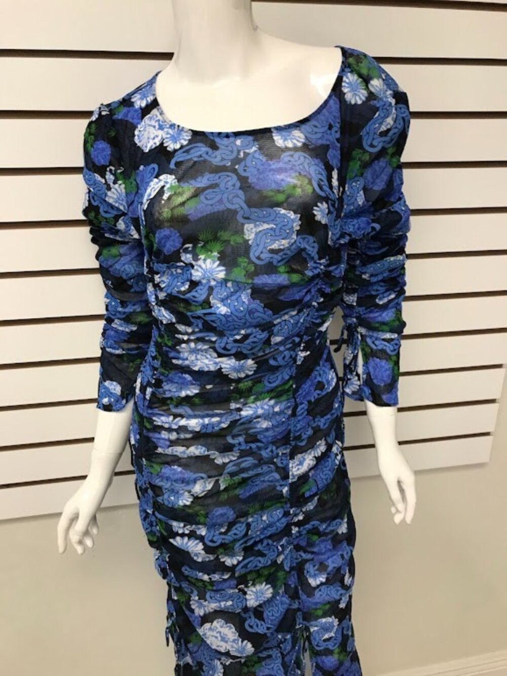 NWT Diane Von Furstenberg Corinne Dragon Dance Dress Blue Floral Print XL - Picture 8 of 11